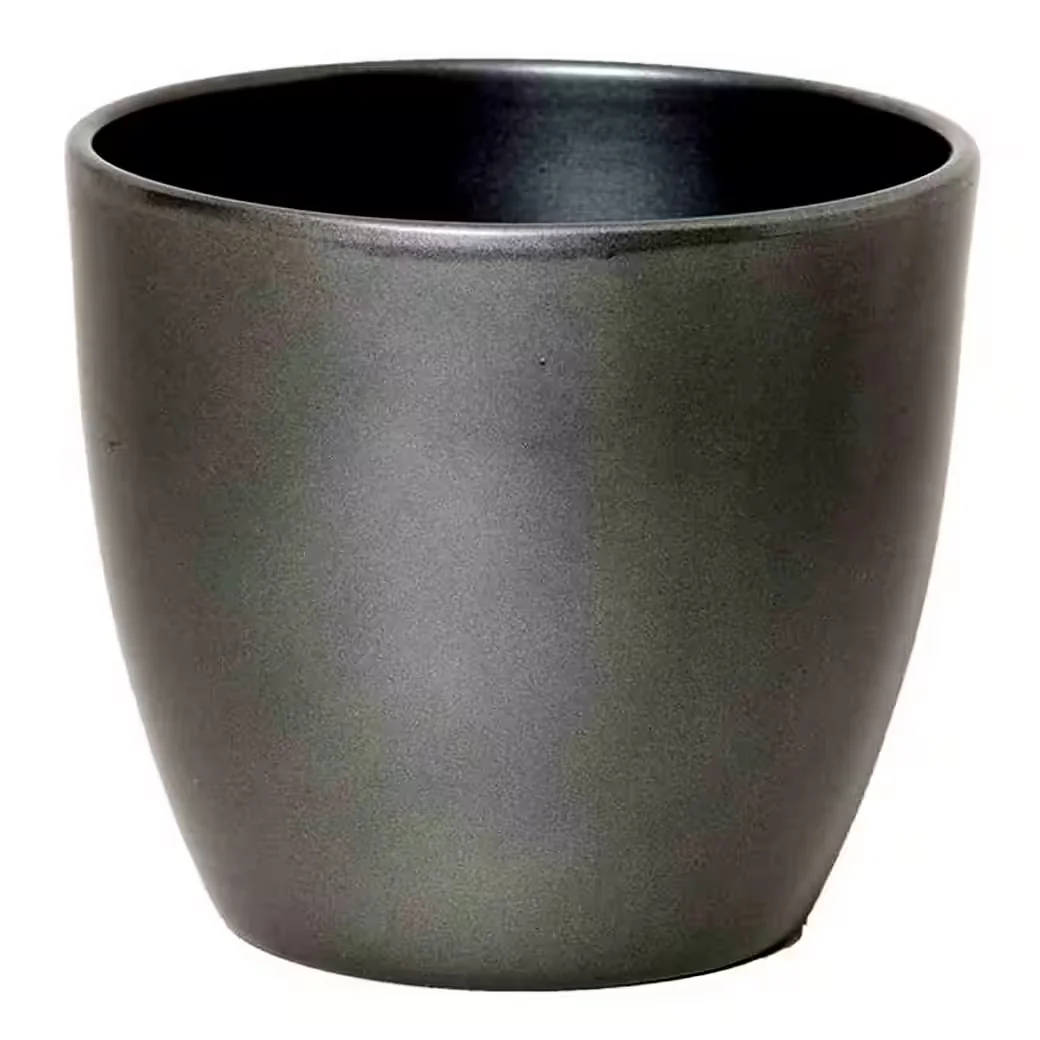 INNA-GLAS Keramik Blumentopf Pflanztopf 10,5 x 8,5 cm anthrazit